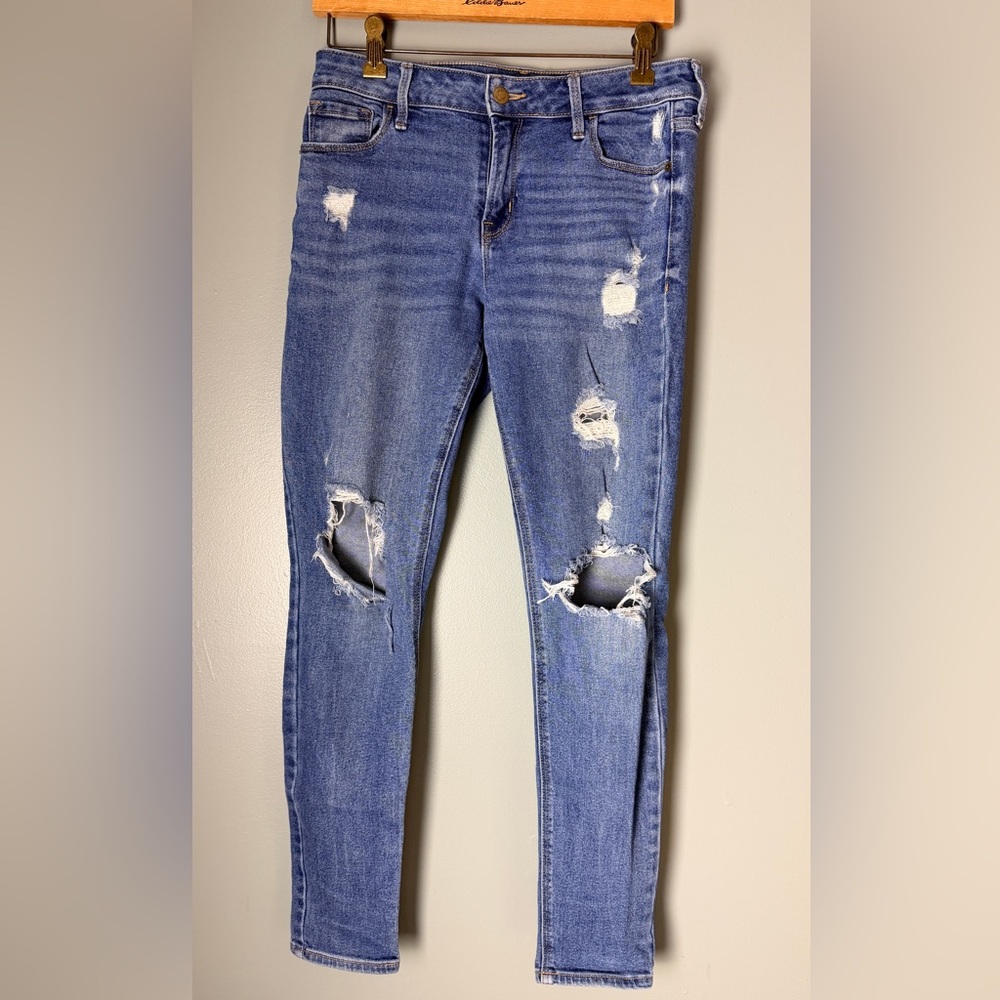 Old Navy Rockstar Super Skinny Jeans Women’s 6 Blue High Rise Distressed Stretch